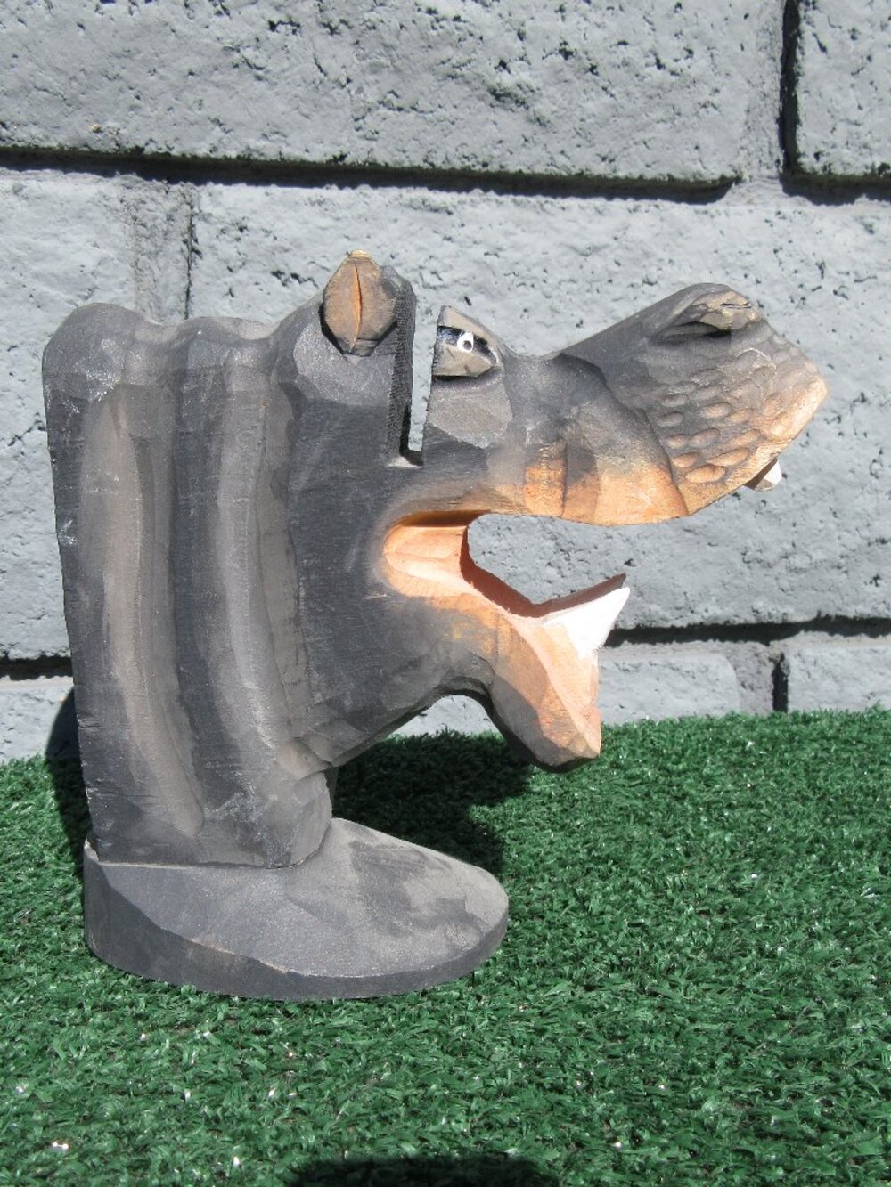 Carved Wood Hippopotamus Hippo Eye Glasses Holder
